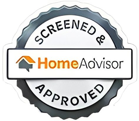 038d4a2e-7909-4379-a669-4d073db0dddc HomeAdvisor "Screened & Approved" badge with logo, featuring a house icon, indicating endorsement or certification.